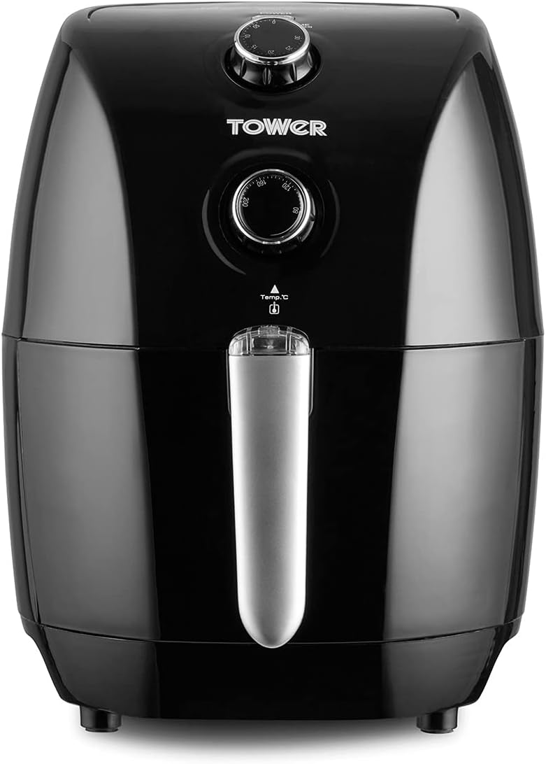 Tower T17025 Vortx Compact Air Fryer with Rapid Air Circulation, 30-Minute Timer, 1.5L, 900W, Black