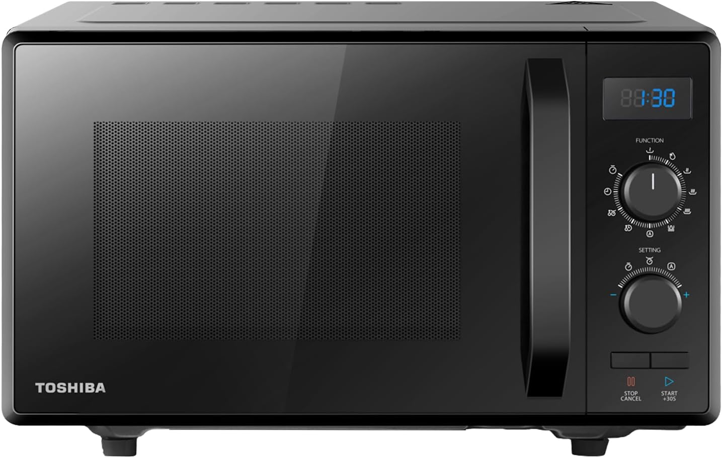 Toshiba 900w 23L Microwave Oven with 1050w Crispy Grill, Energy Saving Eco Function, 8 Auto Menus, 5 Power Levels and Position Memory Turntable - Black - MW2-AG23PF(BK)