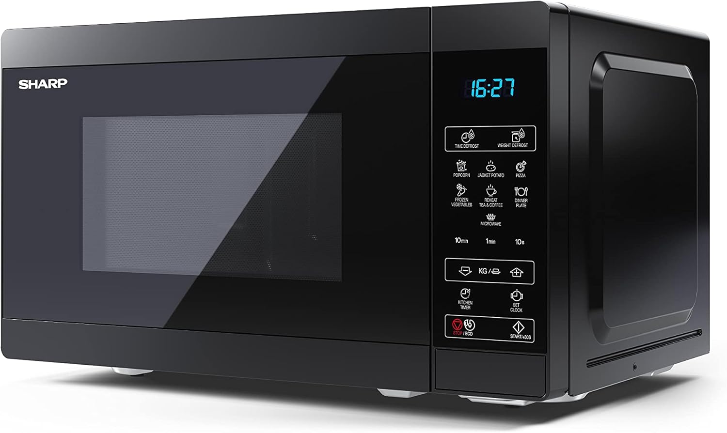 SHARP YC-MS02U-B Compact 20 Litre 800W Digital Microwave, 11 power levels, ECO Mode, defrost function, LED cavity light - Black