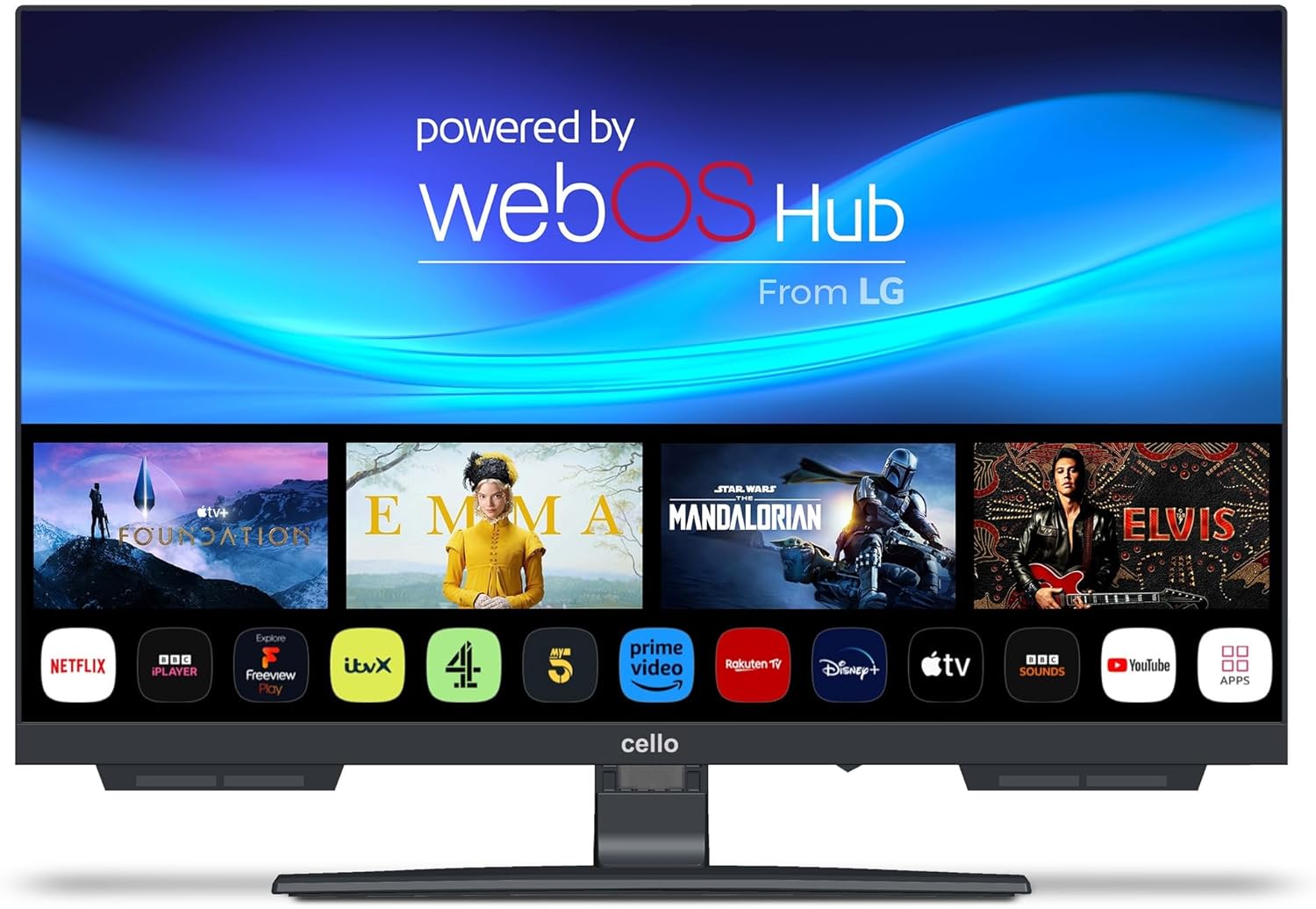 Cello C2224WSH 22″ inch Smart Frameless TV Freeview Play Pitch Perfect Speakers FreeSat, Bluetooth. Disney+, Netflix, Apple TV+, Prime Video, Paramount+, BBC iPlayer Made in the UK (2024 model)