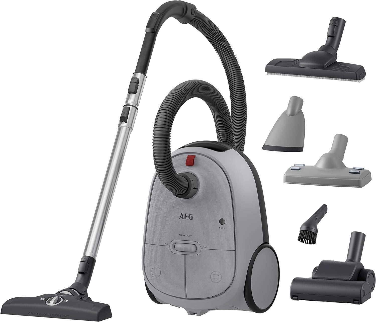 AEG 6000 Bagged Vacuum Cleaner AB61A5UG, Cleaning Made Easy with Powerful Performance, Vacuum Cleaner suitable for Pet Hair, Dust, Hard Floor and Carpet, Odour Filter, 3.5 Litres, Urban Grey