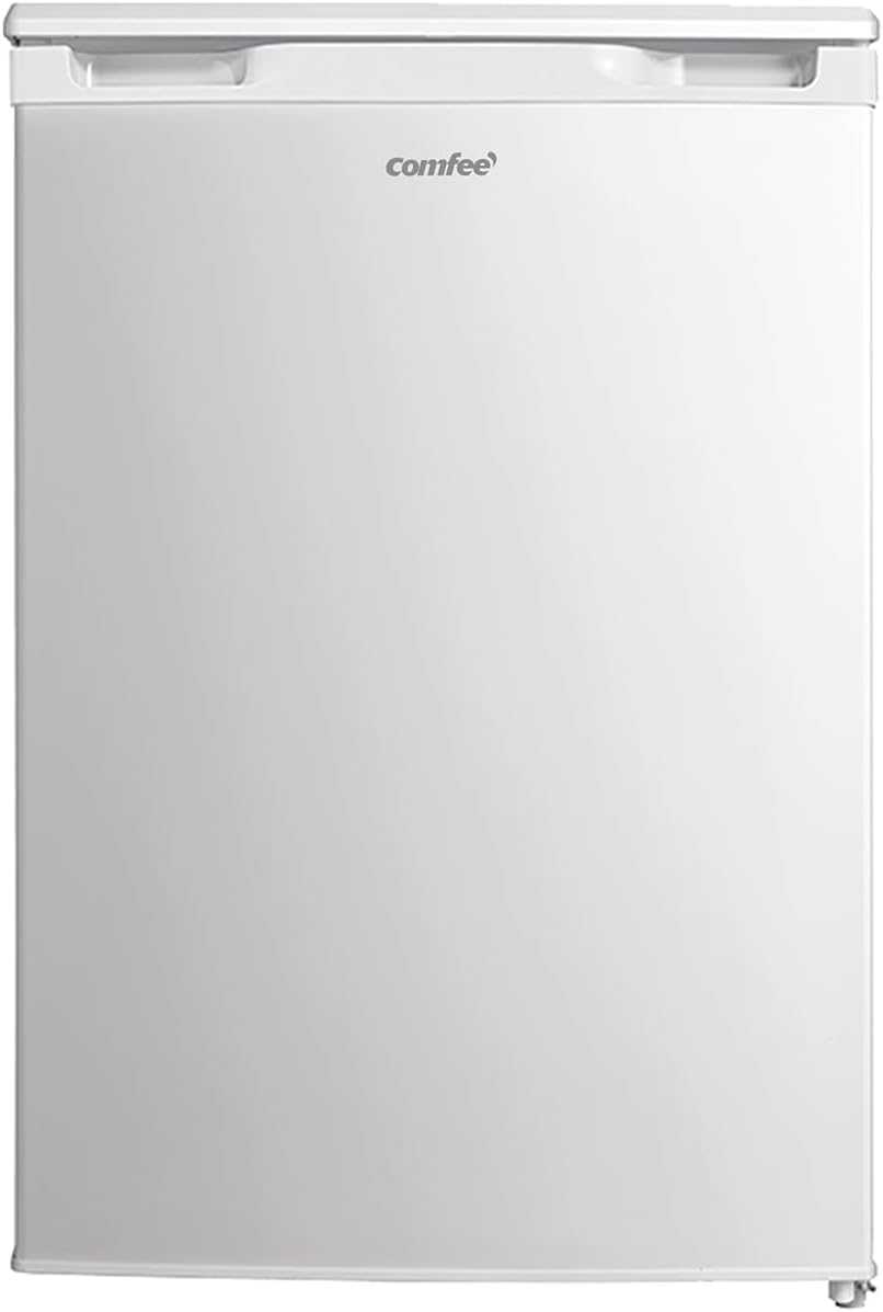COMFEE' RCD133WH2(E) 131L Under Counter Larder Fridge, LED Light, Adjustable Thermostat, Reversible Door, Removable Glass Shelves, Low Noise, White [Energy Class E]